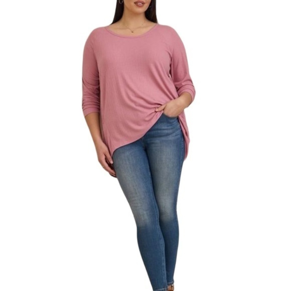Torrid | Texture Jersey Tiered Back Top in a Dusty Rose Pink Womens Size 1X Plus